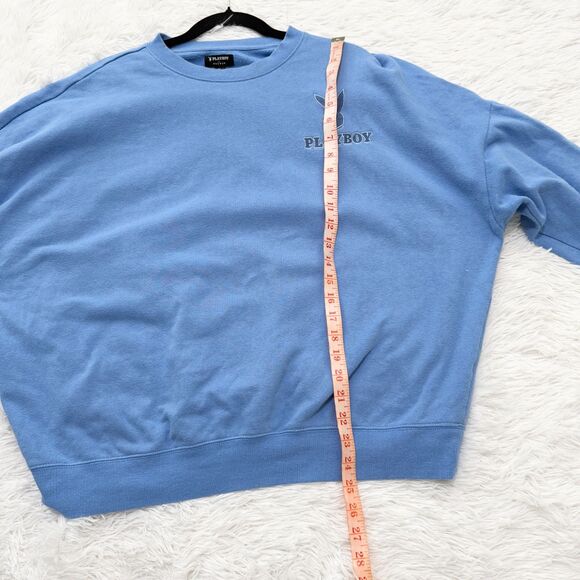 Women Playboy by Pacsun Classic Crew Neck Sweatshirt in Blue Size Medium - Picture 6 of 9